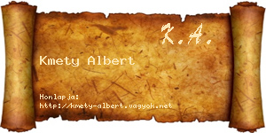 Kmety Albert névjegykártya