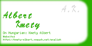 albert kmety business card